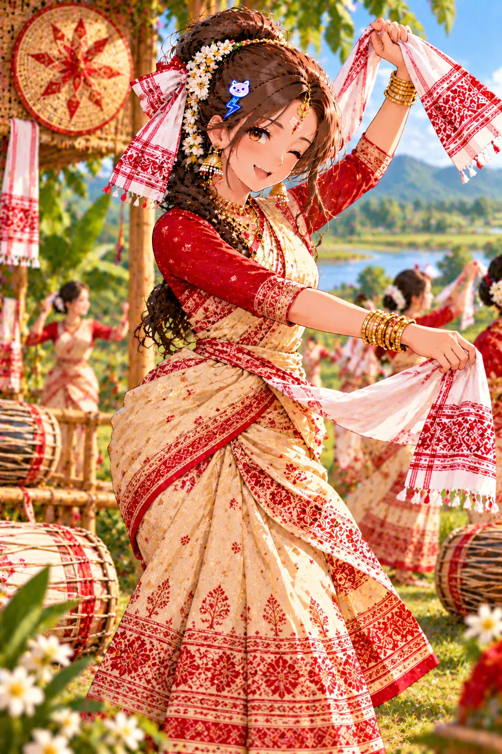 Tiny dressed for Rongali Bihu (Bohag Bihu)