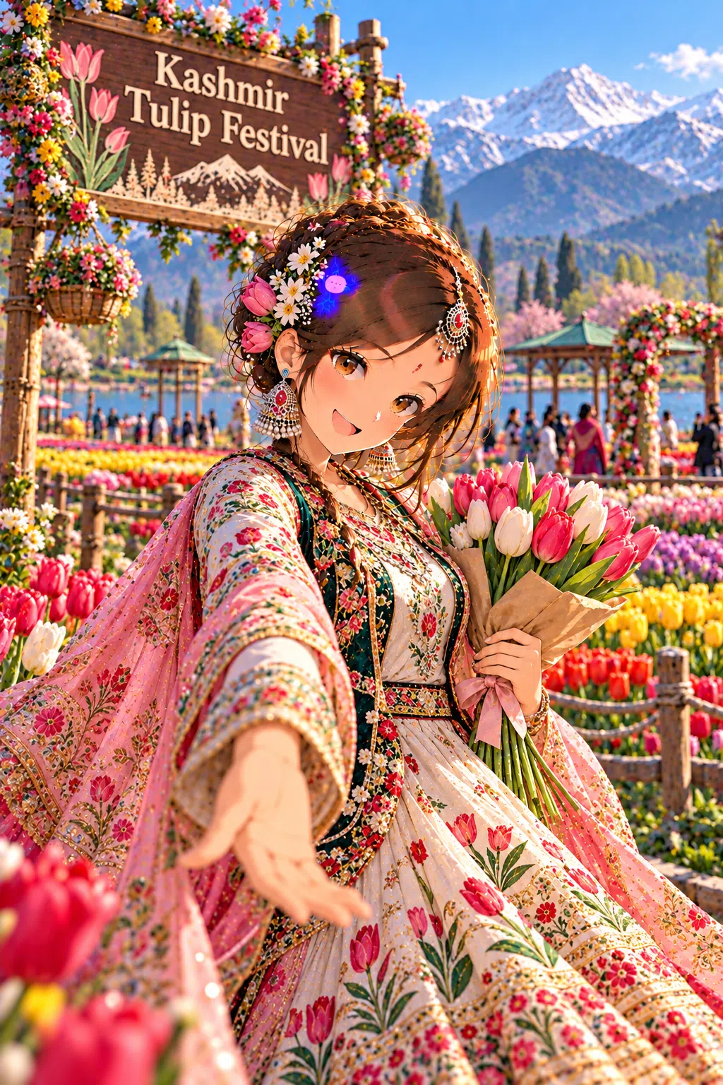 Tiny dressed for Kashmir Tulip Festival